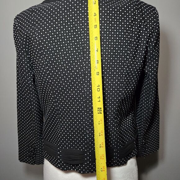 Cabi Black White Polka Dot Jacquard Jacket Blazer Size 4 Style 5156 Collarless - Picture 5 of 9